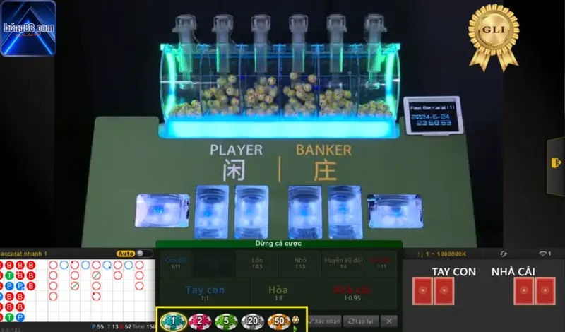 Đa dạng mức cược tại live casino bong88